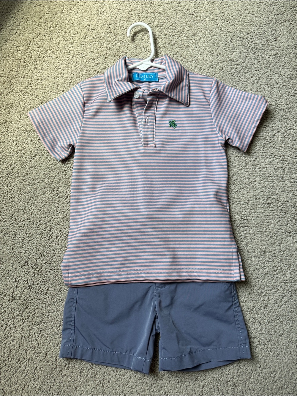 Bailey Kids' Pink & White Striped Polo Set